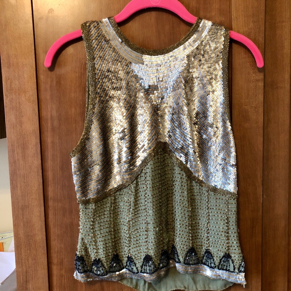 COPY - Sequined beaded silk top